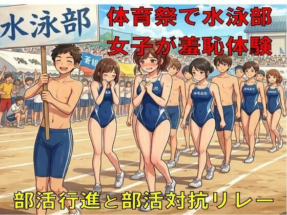 体育祭で水泳部女子が羞恥体験。部活行進と部活対抗リレー アイキャッチ画像 【無料 | エロ漫画】